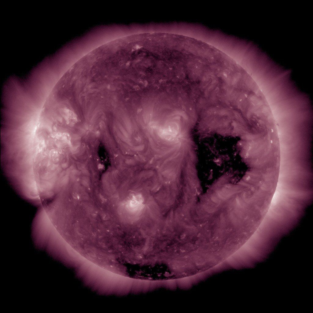 Корональная дыра на Солнце. Фото: Лаборатория солнечной астрономии (XRAS), Telegram