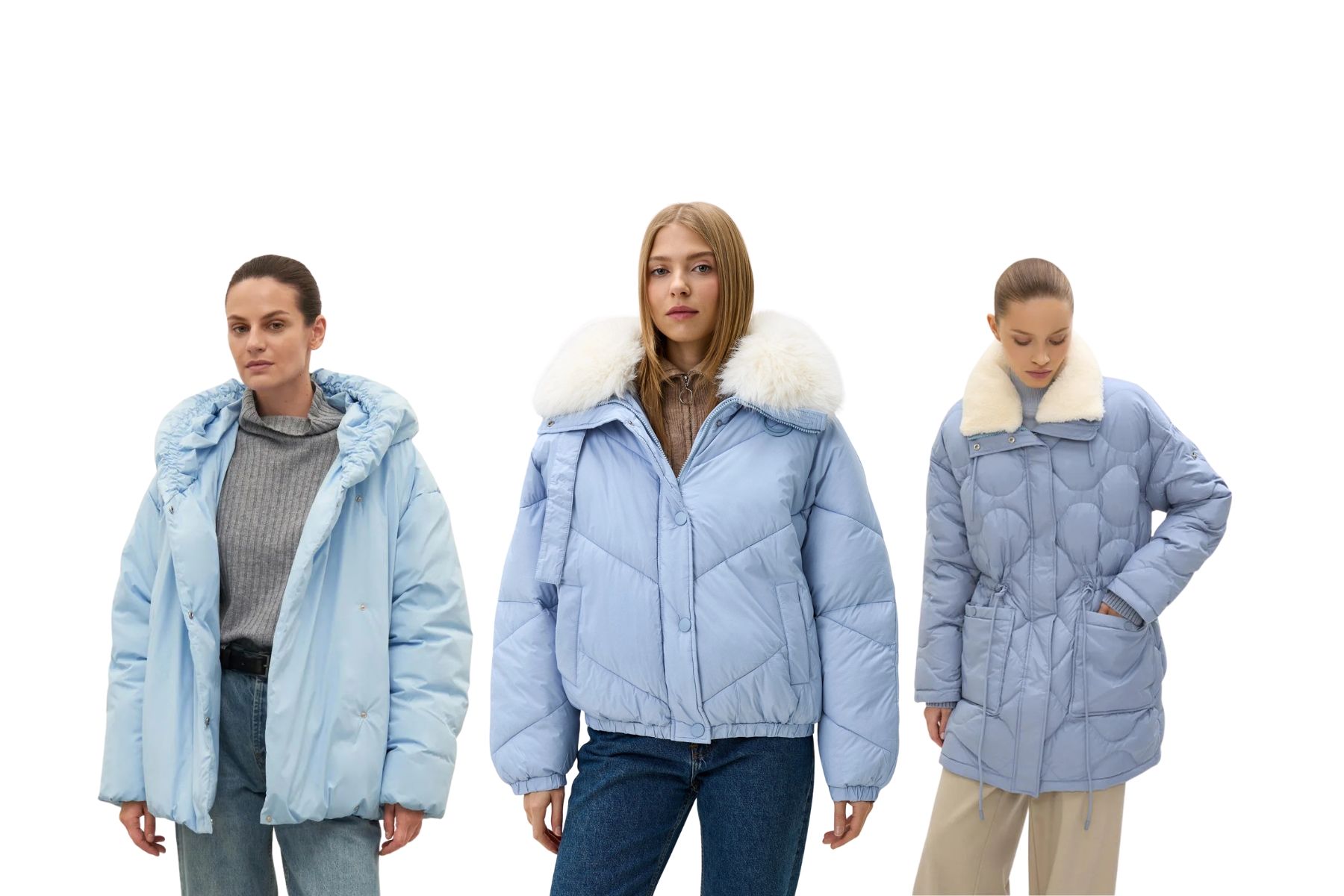 Пуховики в оттенках голубого