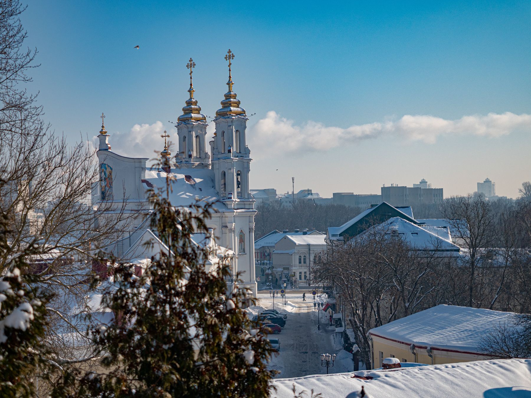 Вид на улицу Толстого и Свято-Воскресенскую церковь 