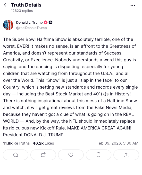 © Donald J. Trump, Truth Social