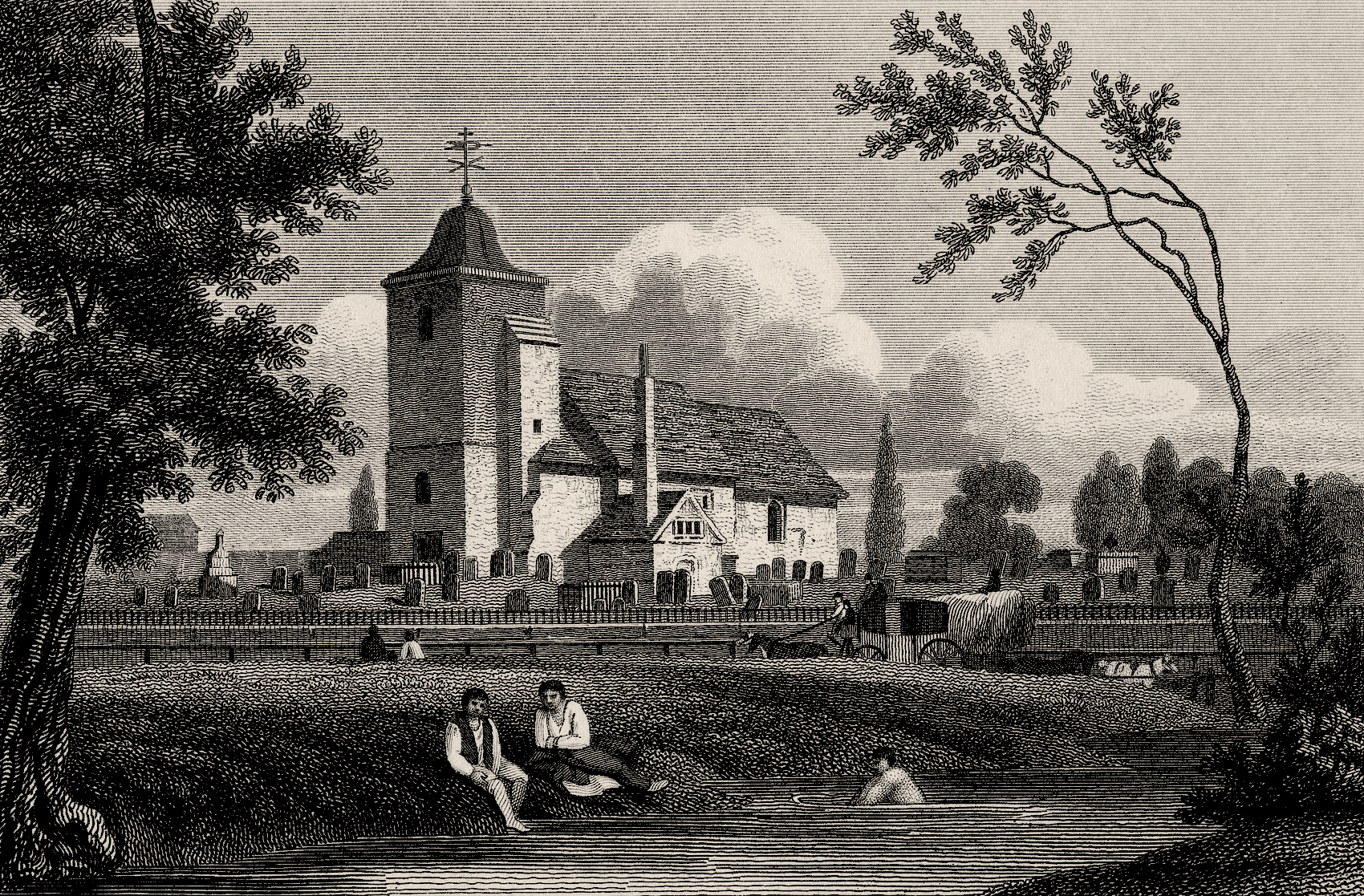 Кладбище и церковь Сент-Панкрас в 1815 году