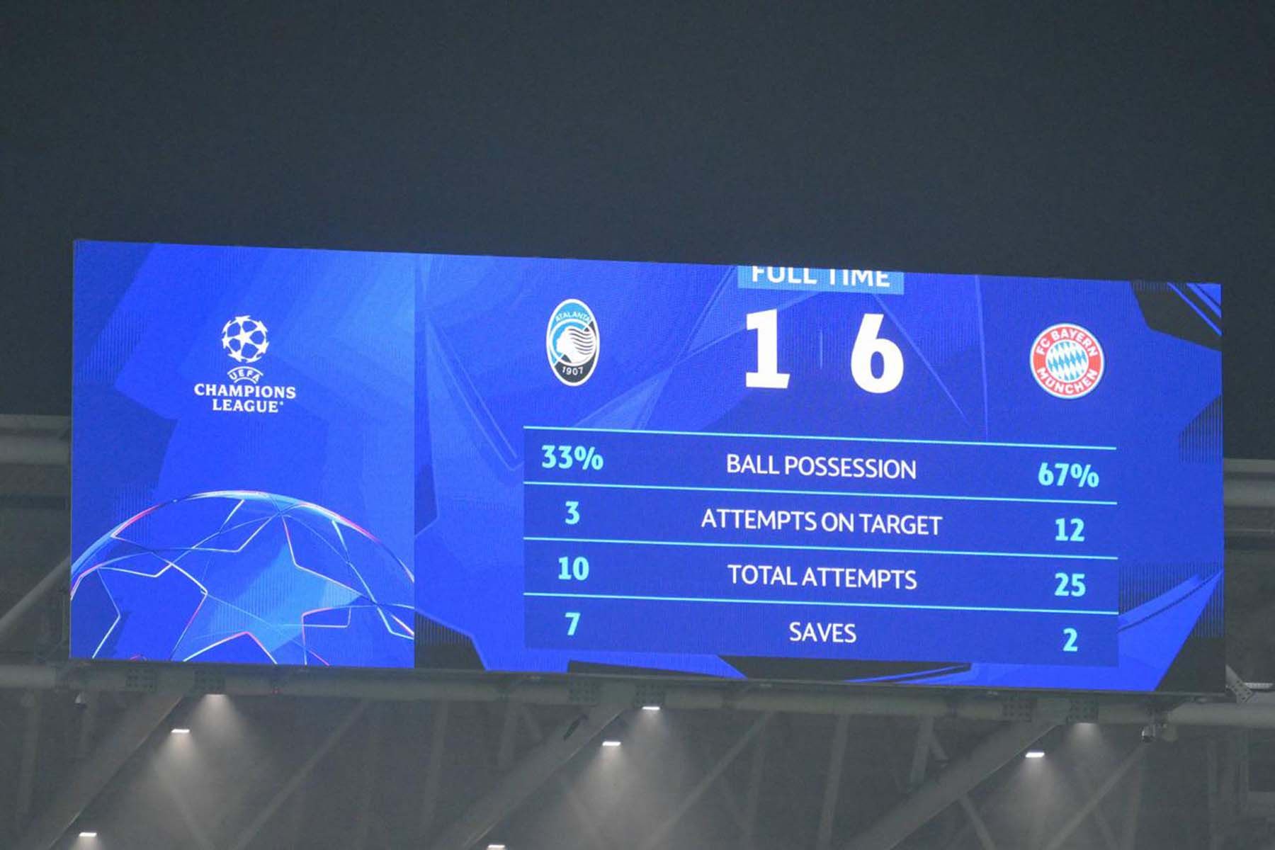 Результат матча 1/8 финала ЛЧ между «Аталантой» и «Баварией». © FC Bayern München, Х