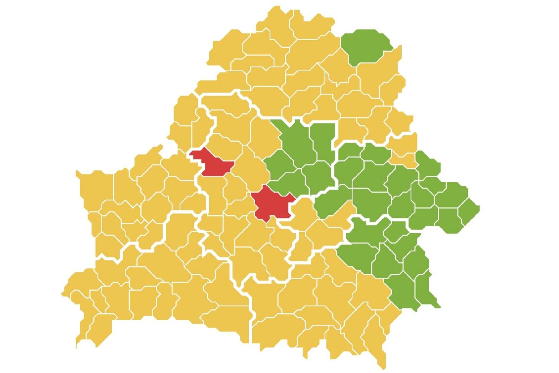 Карта запретов и ограничений на посещение лесов в районах Республики Беларусь на 17 апреля. Фото: mlh.by