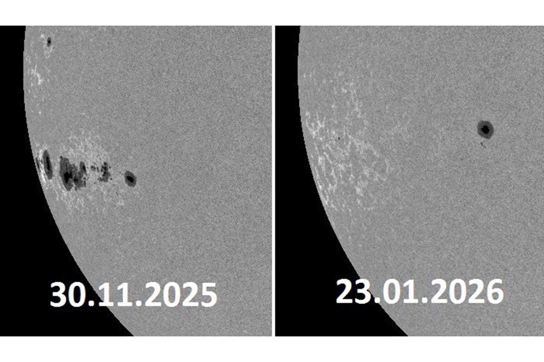 Пятна на Солнце. © Лаборатория солнечной астрономии (XRAS), Telegram