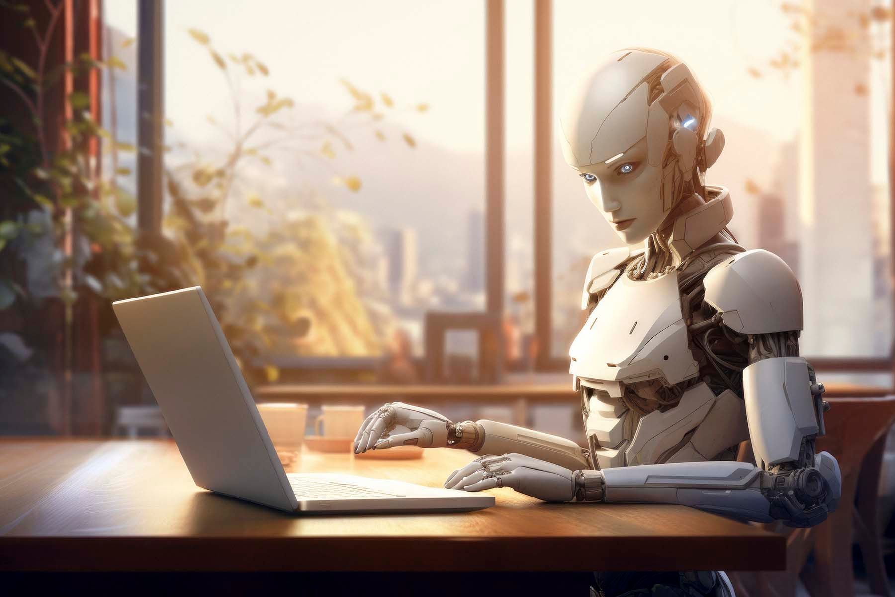 робот за компьютером